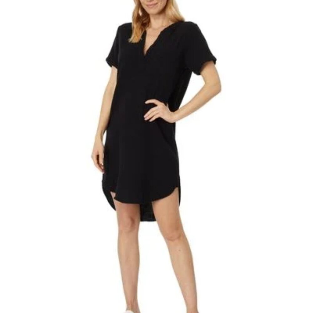 Black Split Neck Dress - Bobi Los Angeles